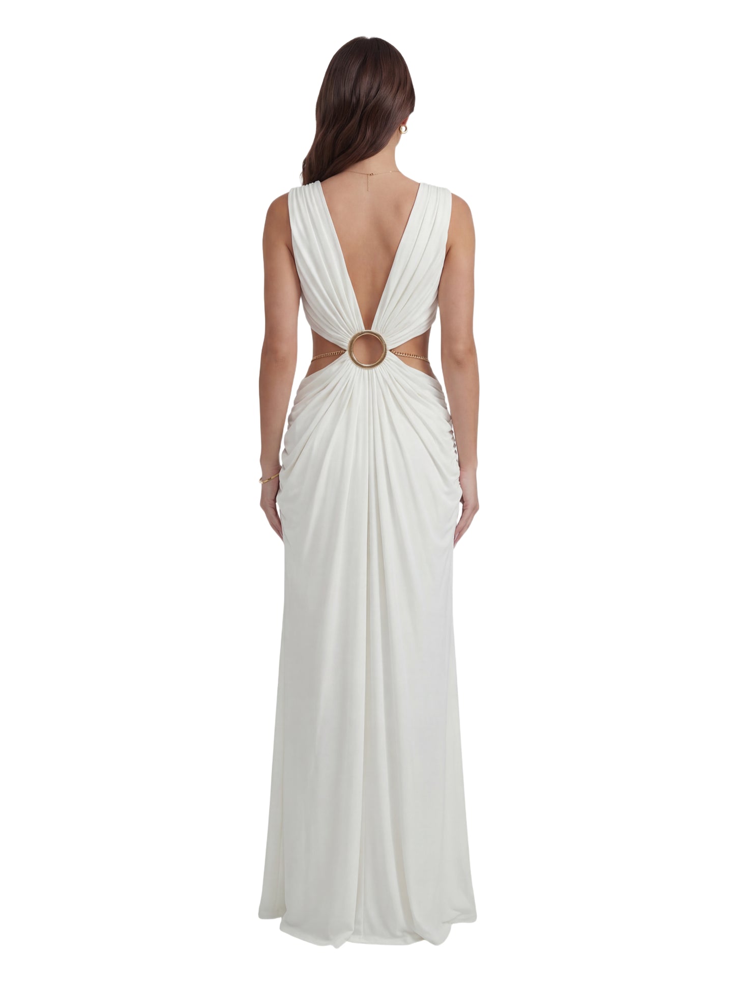 Luxe Draped Cutout Ring Gown