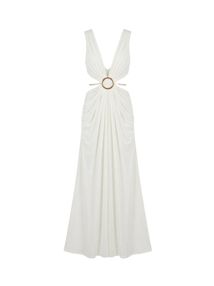 Luxe Draped Cutout Ring Gown