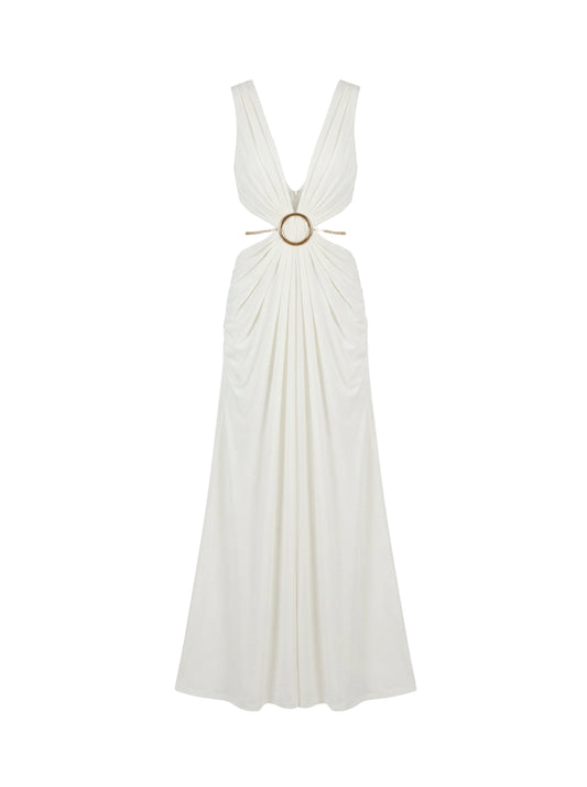 Luxe Draped Cutout Ring Gown